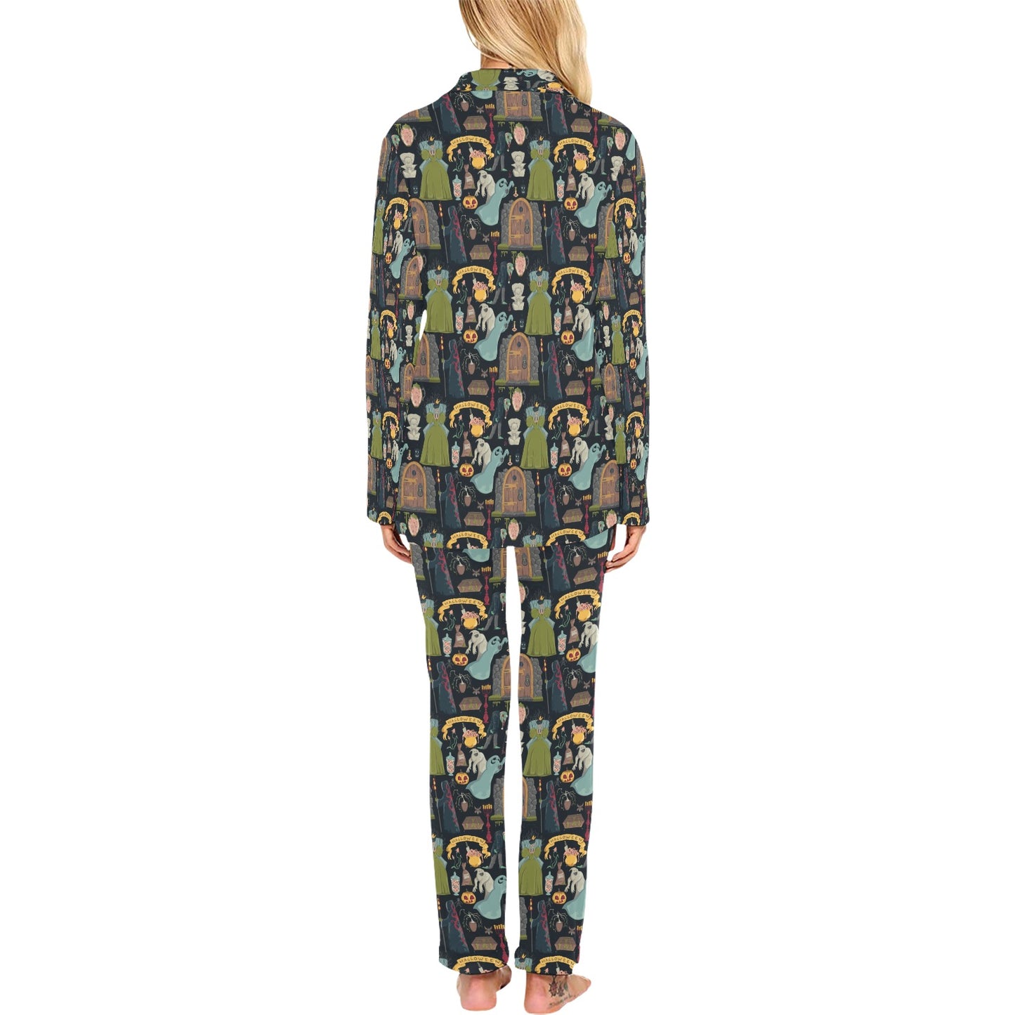 Creepy Halloween Print Design LKS304 Women's Long Pajama Set