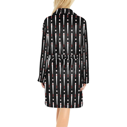 Baseball Pattern Print Design 03 Women's Fleece Robe