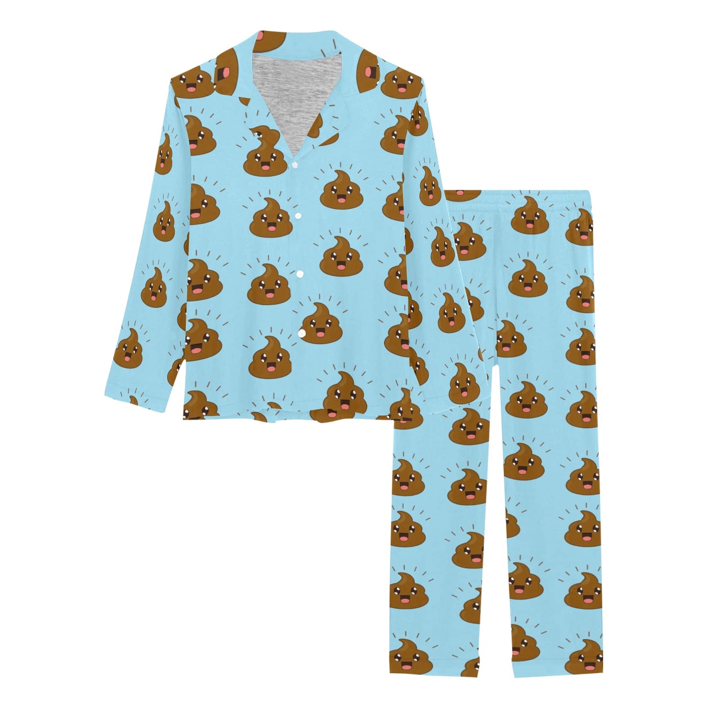 Poop Emoji Pattern Print Design A03 Women's Long Pajama Set