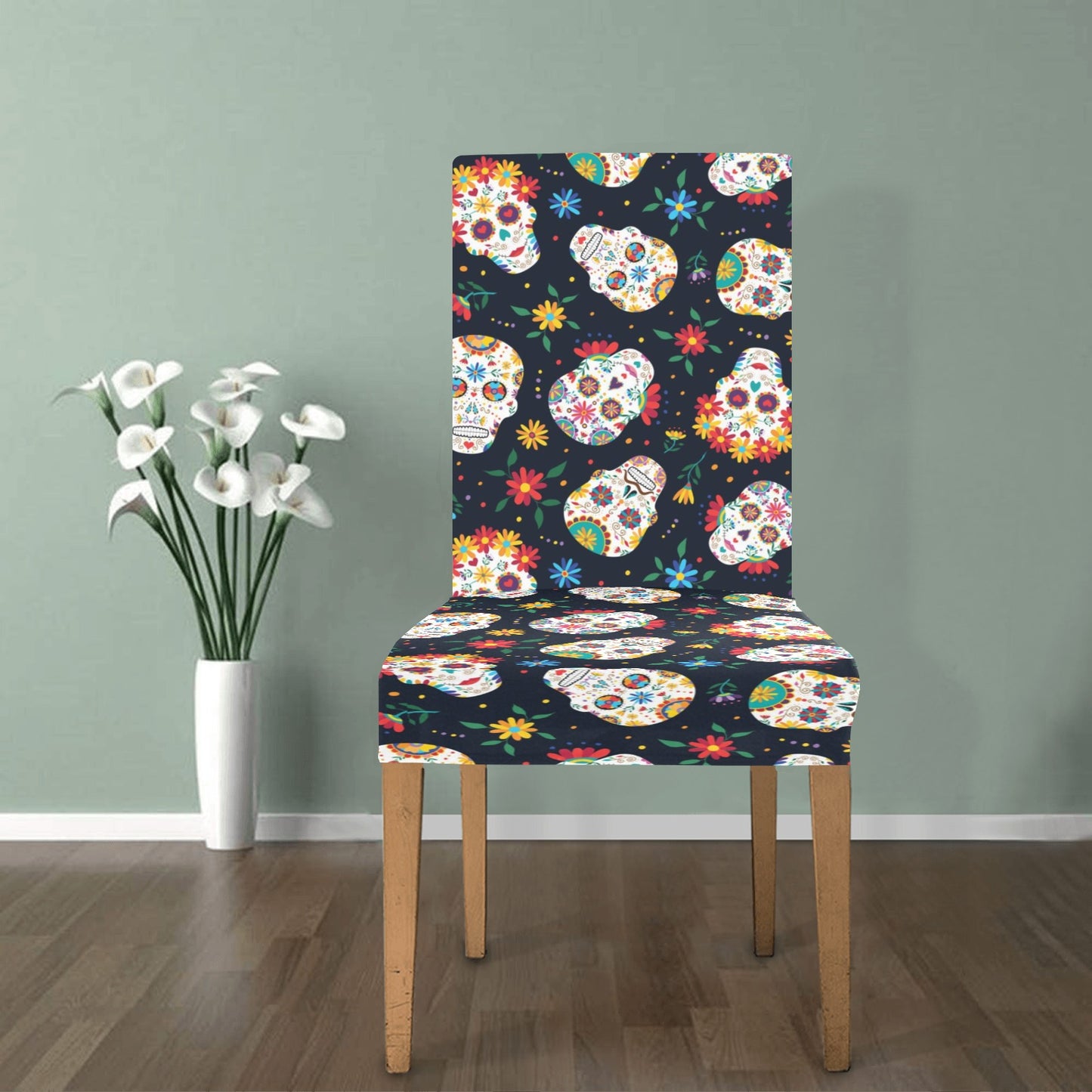 Sugar Skull Print Design LKS305 Dining Chair Slipcover