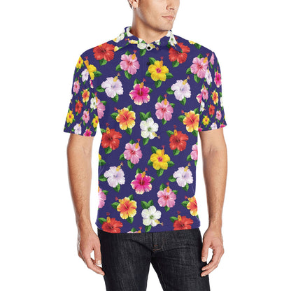 Hibiscus Colorful Print Design LKS301 Men Polo Shirt