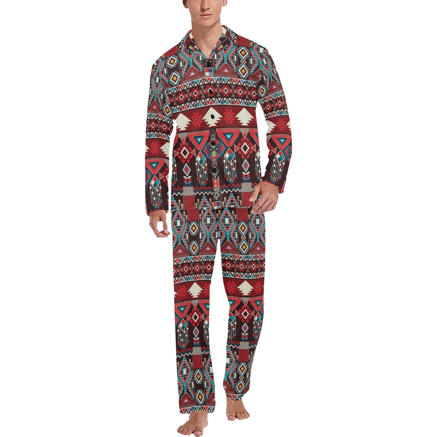 Tribal Aztec Indians native american Men's Long Pajama Set