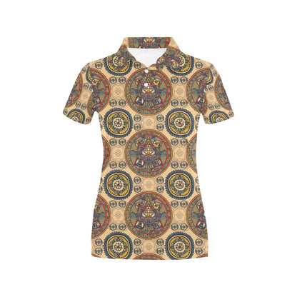 Calendar Aztec Pattern Print Design 02 Women's Polo Shirt