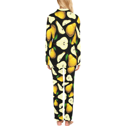 Pear Pattern Print Design PE01 Women's Long Pajama Set