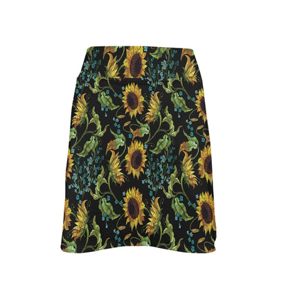 Sunflower Print Design LKS308 17" Golf & Pickleball Skort with Pockets