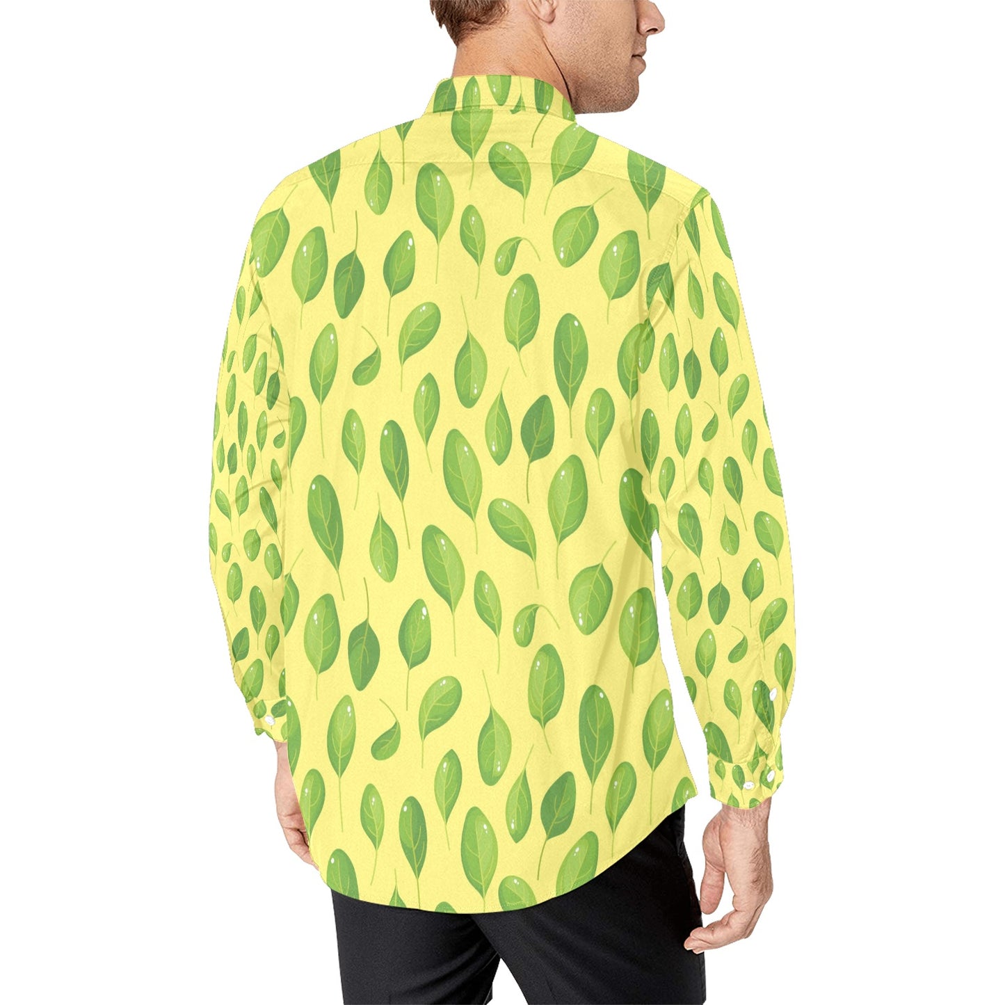 Spinach Print Design LKS302 Men's Long Sleeve Dress Shirt