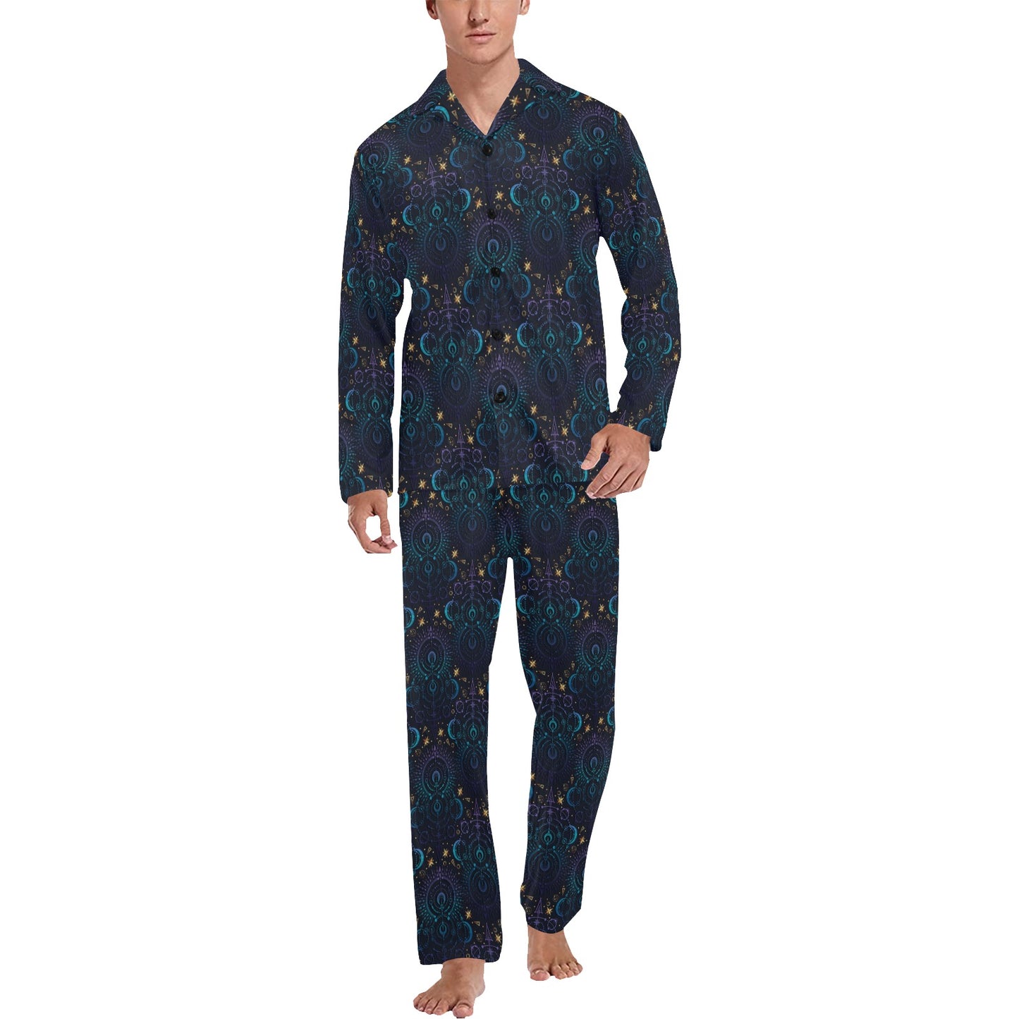 Celestial Pattern Print Design 06 Men's Long Pajama Set
