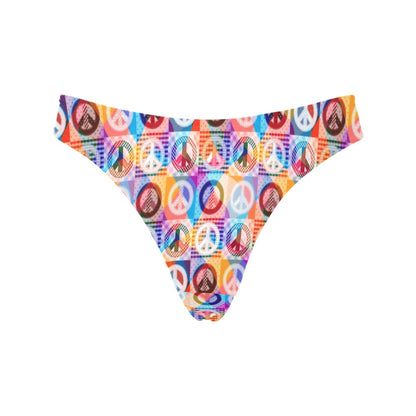 Peace Sign Patchwork Design Print Women's Thongs