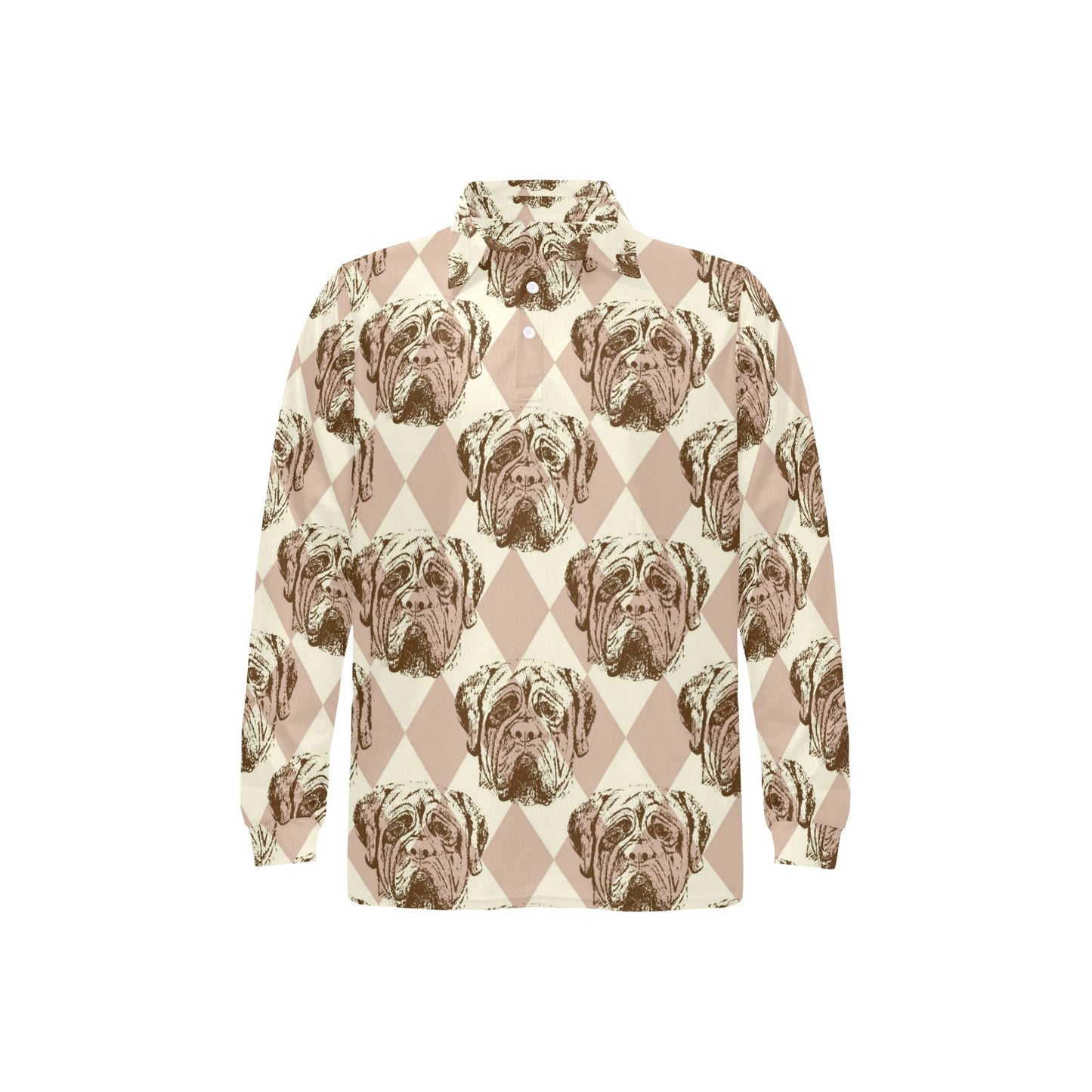 Mastiffs Pattern Print Design 01 Long Sleeve Polo Shirt For Men's