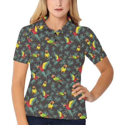 Parrot Themed Print Women's Polo Shirt