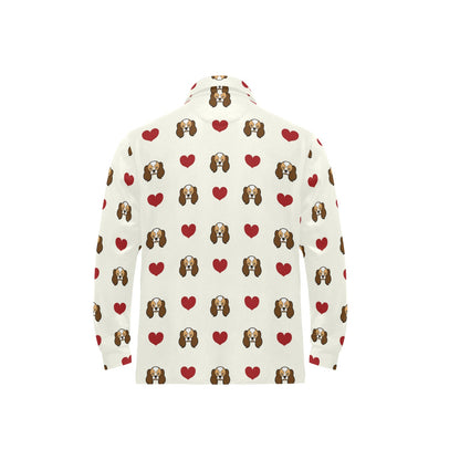 Cavalier King Charles Spaniels Pattern Print Design 01 Long Sleeve Polo Shirt For Men's