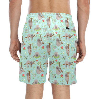 Sloth Print Design LKS305 Men's Swim Trunks Beach Shorts