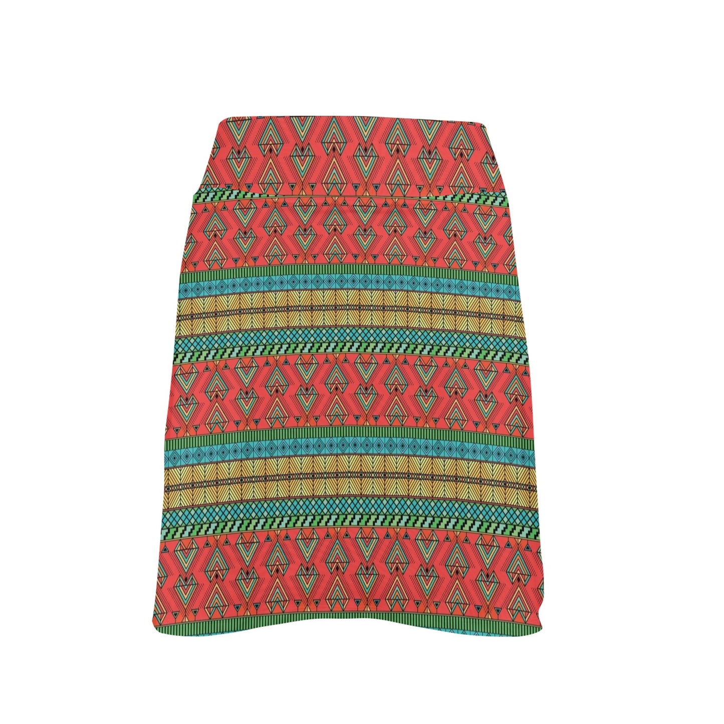 African Colorful Zigzag Print Pattern 17" Golf & Pickleball Skort with Pockets