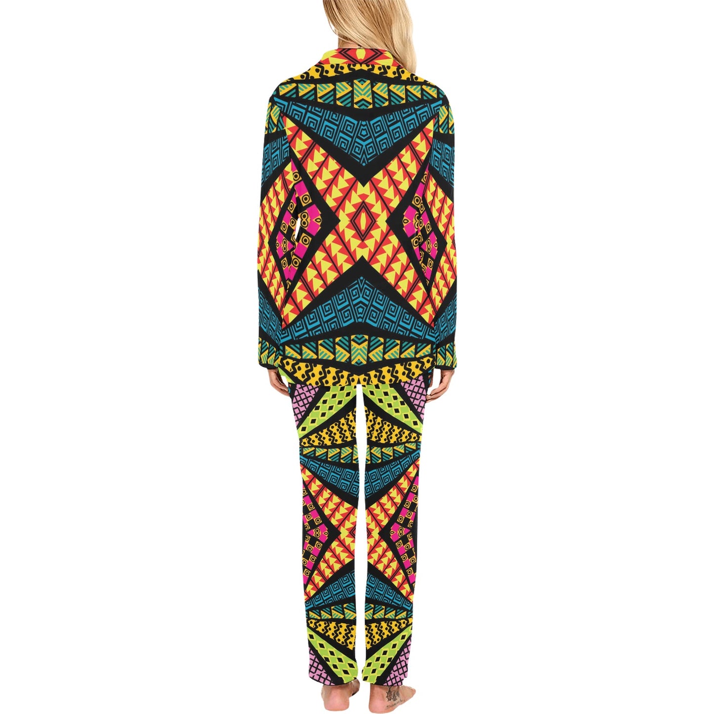 Kaleidoscope Pattern Print Design 05 Women's Long Pajama Set