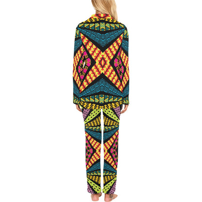 Kaleidoscope Pattern Print Design 05 Women's Long Pajama Set