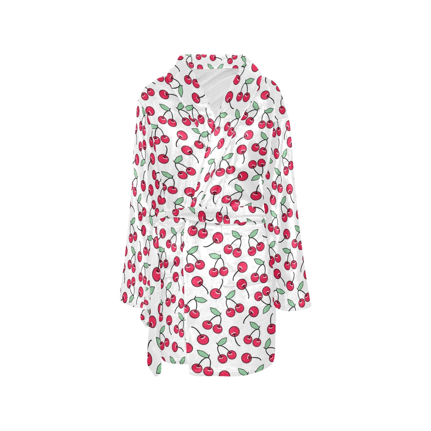 Cherry Pattern Print Design 03 Women's Fleece Robe