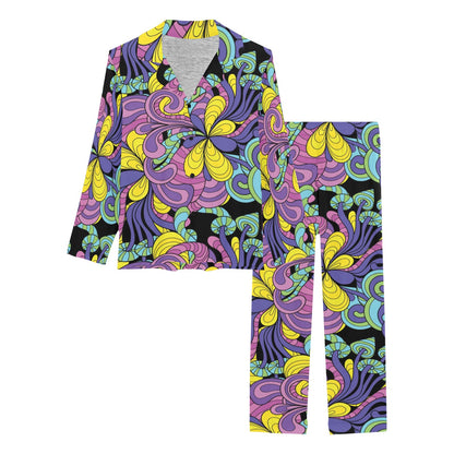 Psychedelic Pattern Print Design A04 Women's Long Pajama Set