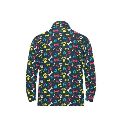 Paw Design Print Long Sleeve Polo Shirt For Men's