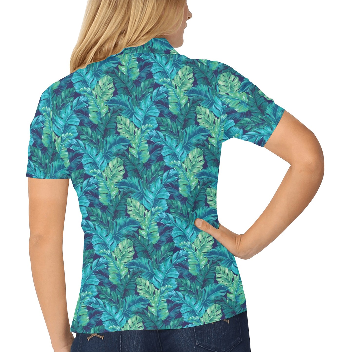 Banana Leaf Pattern Print Design 06 Women's Polo Shirt