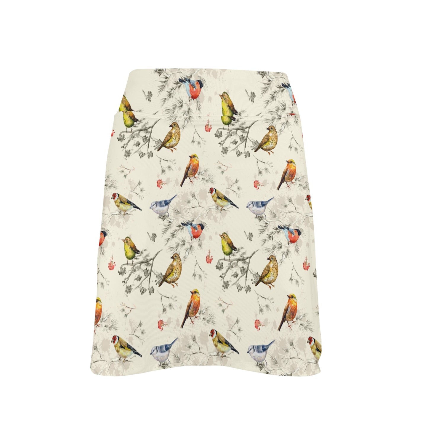 Bird Watercolor Design Pattern 17" Golf & Pickleball Skort with Pockets