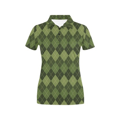 Argyle Green Pattern Print Design 01 Women's Polo Shirt