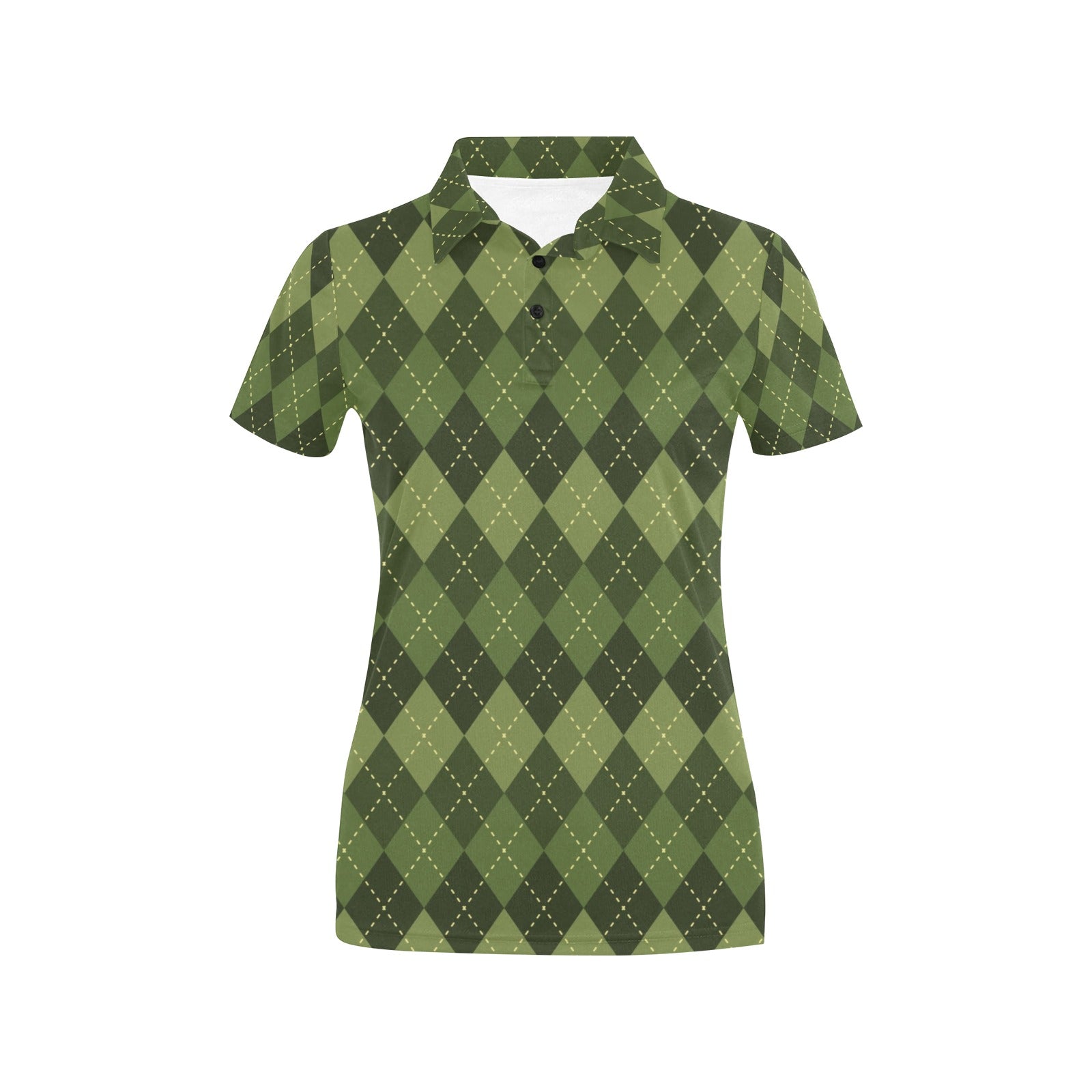 Argyle Green Pattern Print Design 01 Women's Polo Shirt