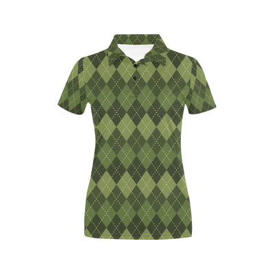 Argyle Green Pattern Print Design 01 Women's Polo Shirt