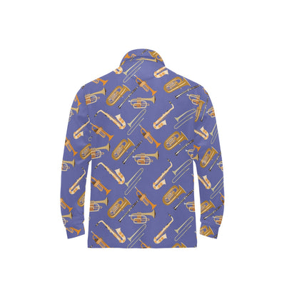 Trombone Pattern Print Design 02 Long Sleeve Polo Shirt For Men's