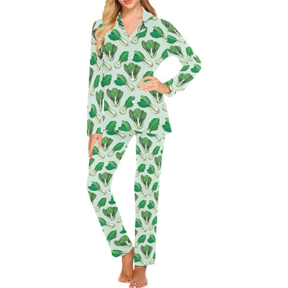 Bok Choy Pattern Print Design 01 Women's Long Pajama Set