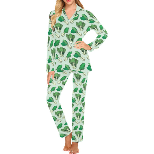 Bok Choy Pattern Print Design 01 Women's Long Pajama Set