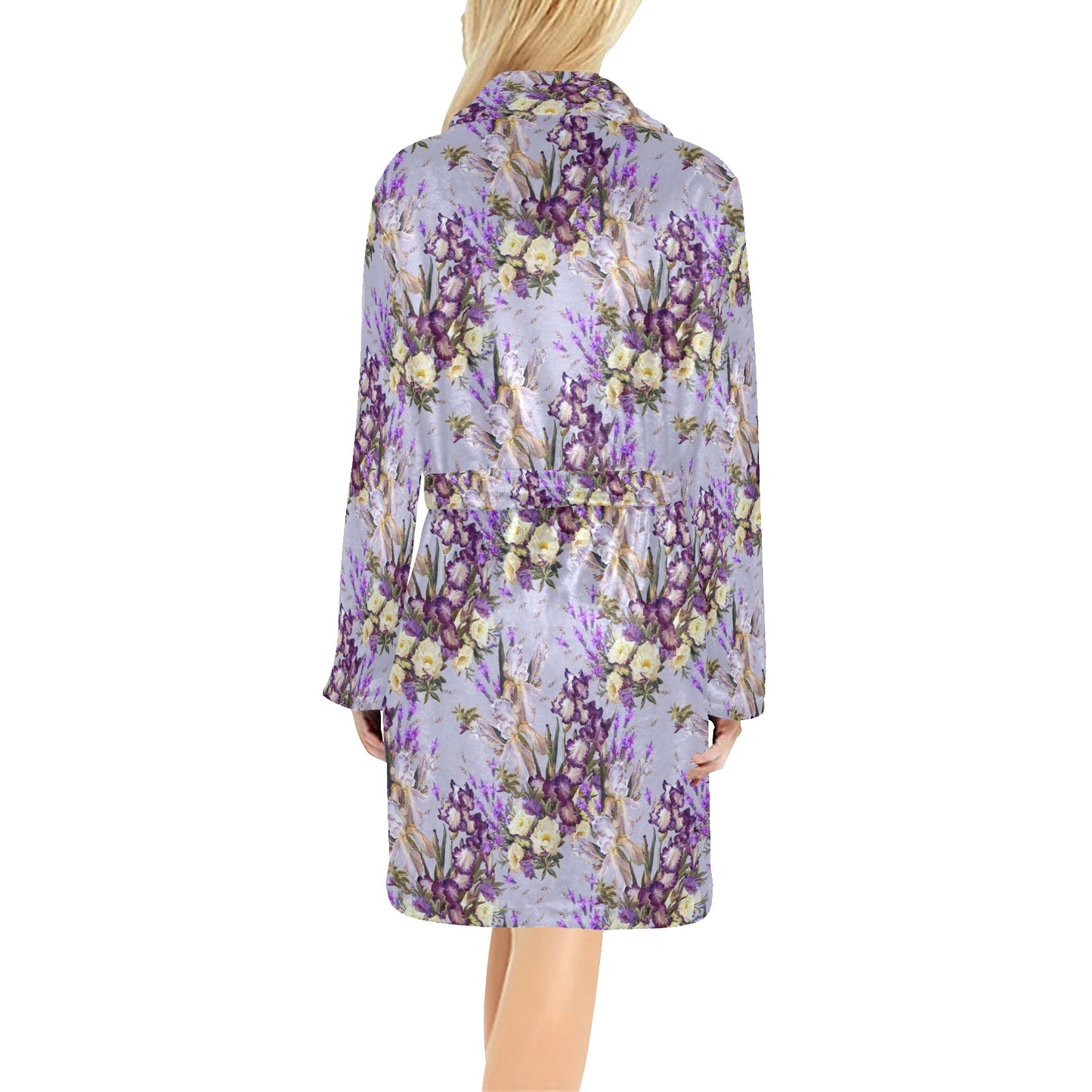Iris Pattern Print Design IR07 Women's Fleece Robe