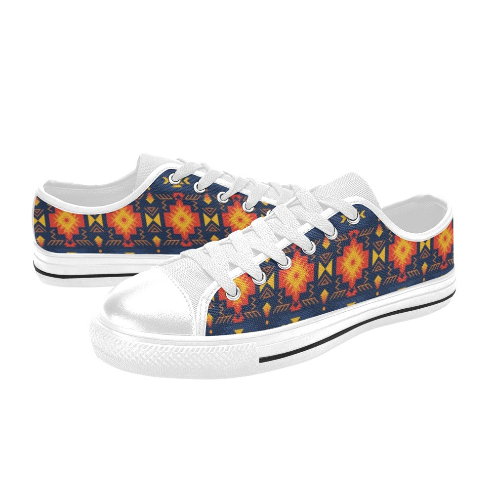 Southwest Pattern Print Design LKS307 Women's White Low Top Shoes