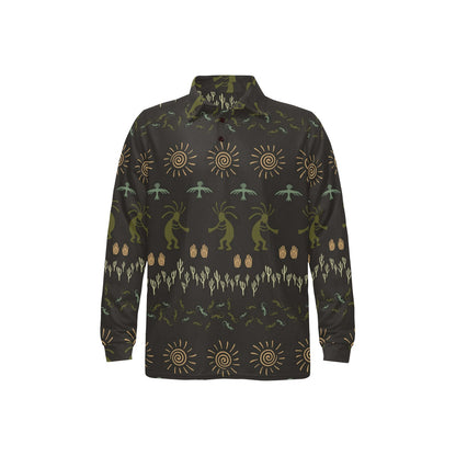 Mayan Pattern Print Design 04 Long Sleeve Polo Shirt For Men's