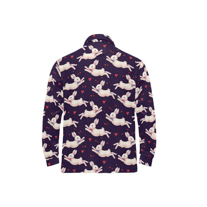 Rabbit Pattern Print Design RB016 Long Sleeve Polo Shirt For Men's