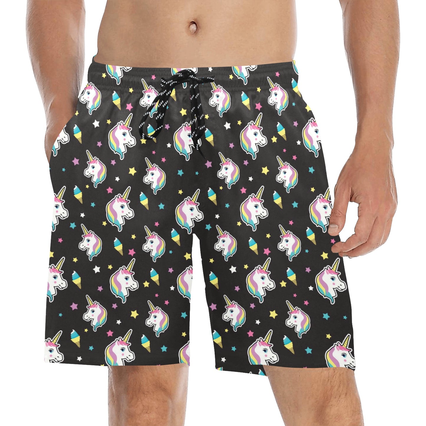 Unicorn Print Design LKS302 Men's Swim Trunks Beach Shorts