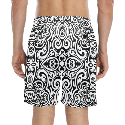 Polynesian Tattoo Pattern Men's Swim Trunks Beach Shorts