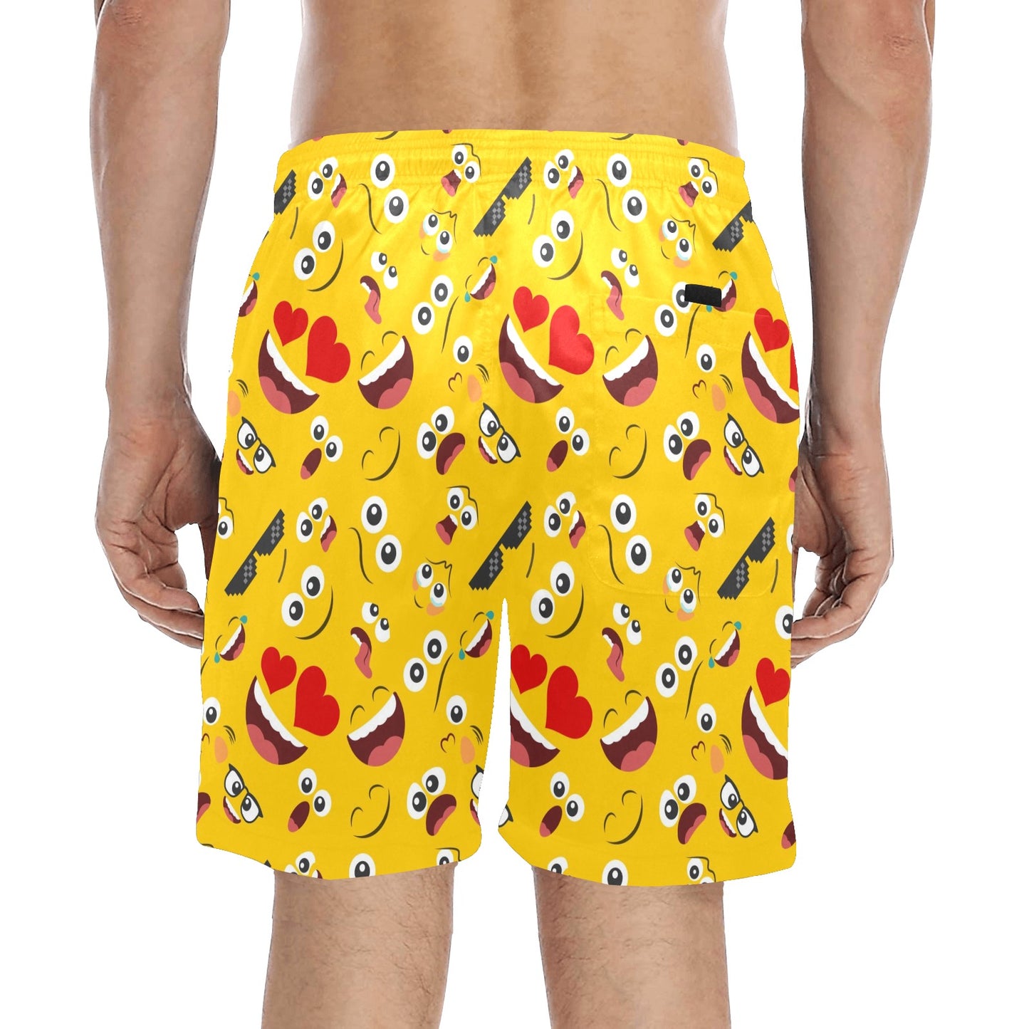 Emoji Face Print Pattern Men's Swim Trunks Beach Shorts