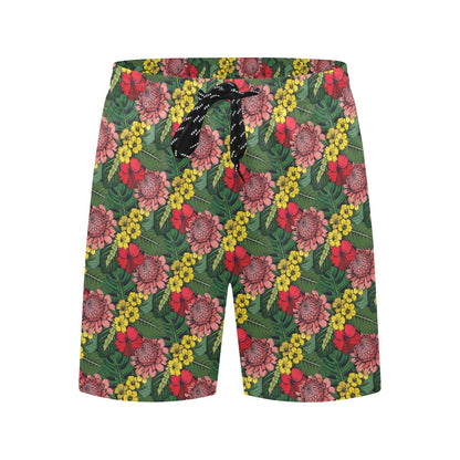 Summer Floral Print Design LKS305 Men's Swim Trunks Beach Shorts