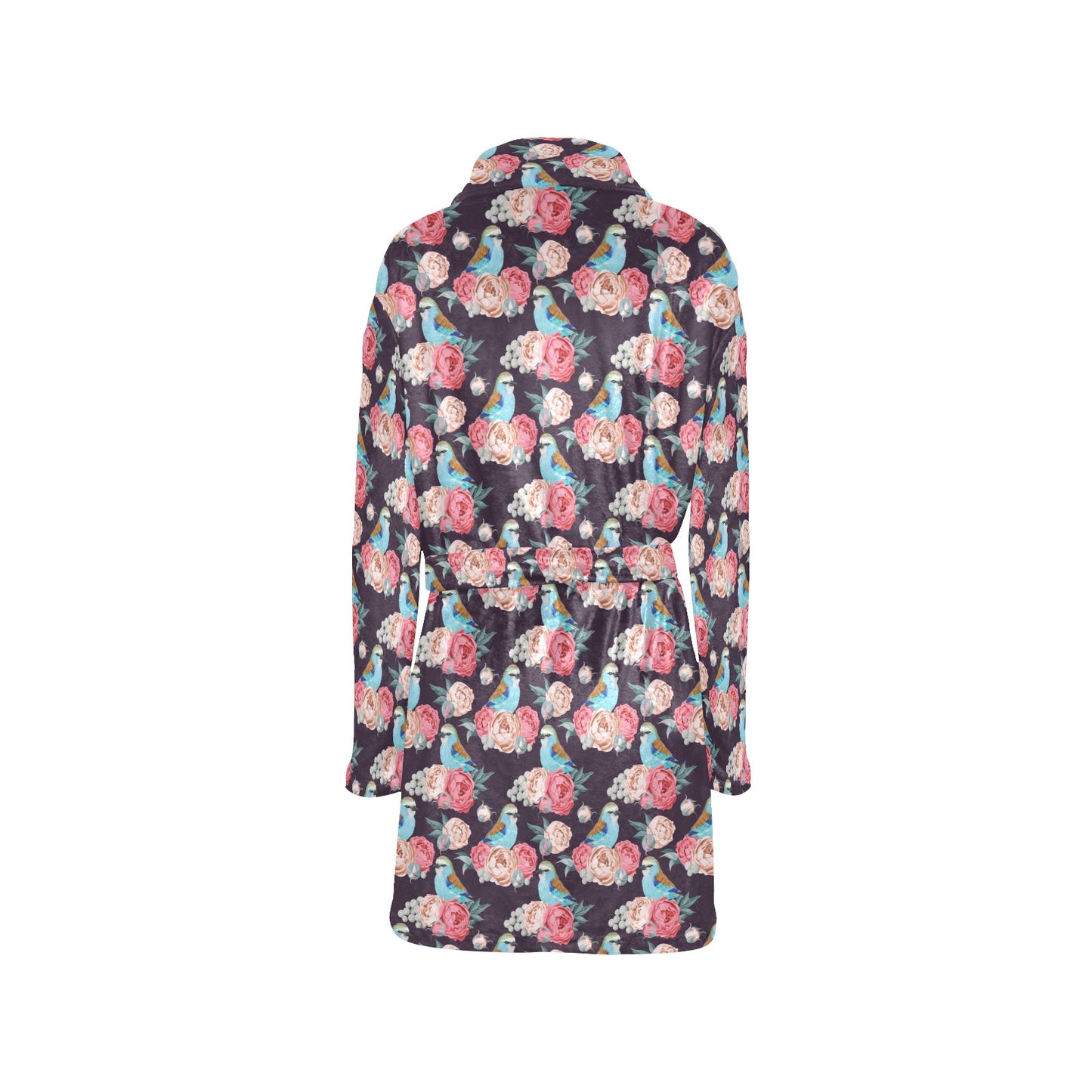 Bluebird Pattern Print Design 02 Women's Fleece Robe