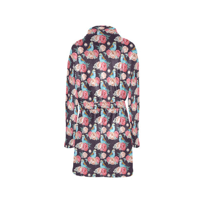 Bluebird Pattern Print Design 02 Women's Fleece Robe