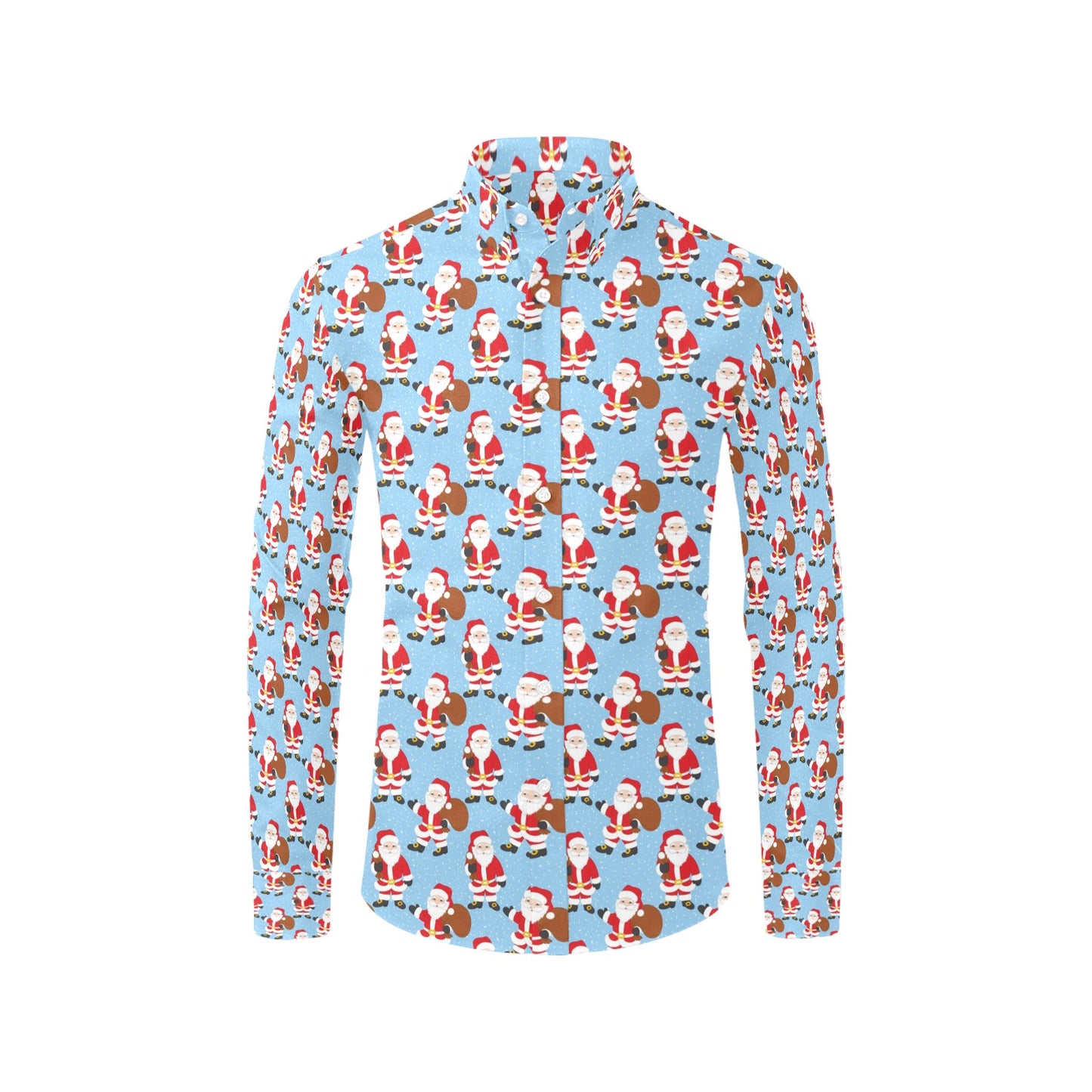 Santa Christmas Themed Print Design LKS305 Men's Long Sleeve Dress Shirt