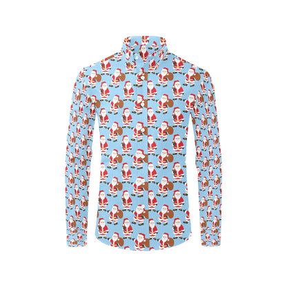 Santa Christmas Themed Print Design LKS305 Men's Long Sleeve Dress Shirt