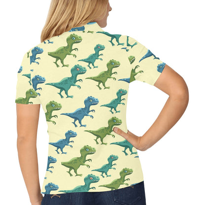T Rex Pattern Print Design A04 Women's Polo Shirt