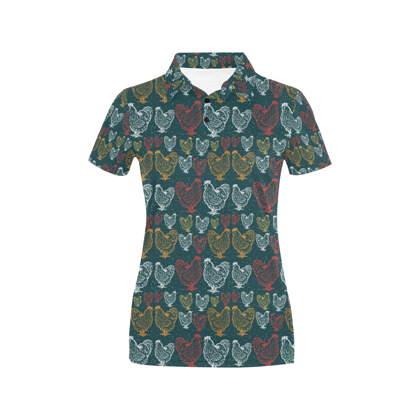 Rooster Hand Draw Design Women's Polo Shirt