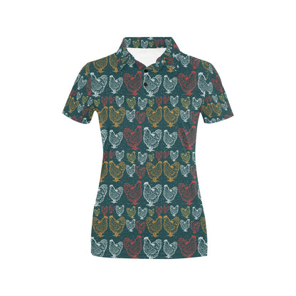 Rooster Hand Draw Design Women's Polo Shirt