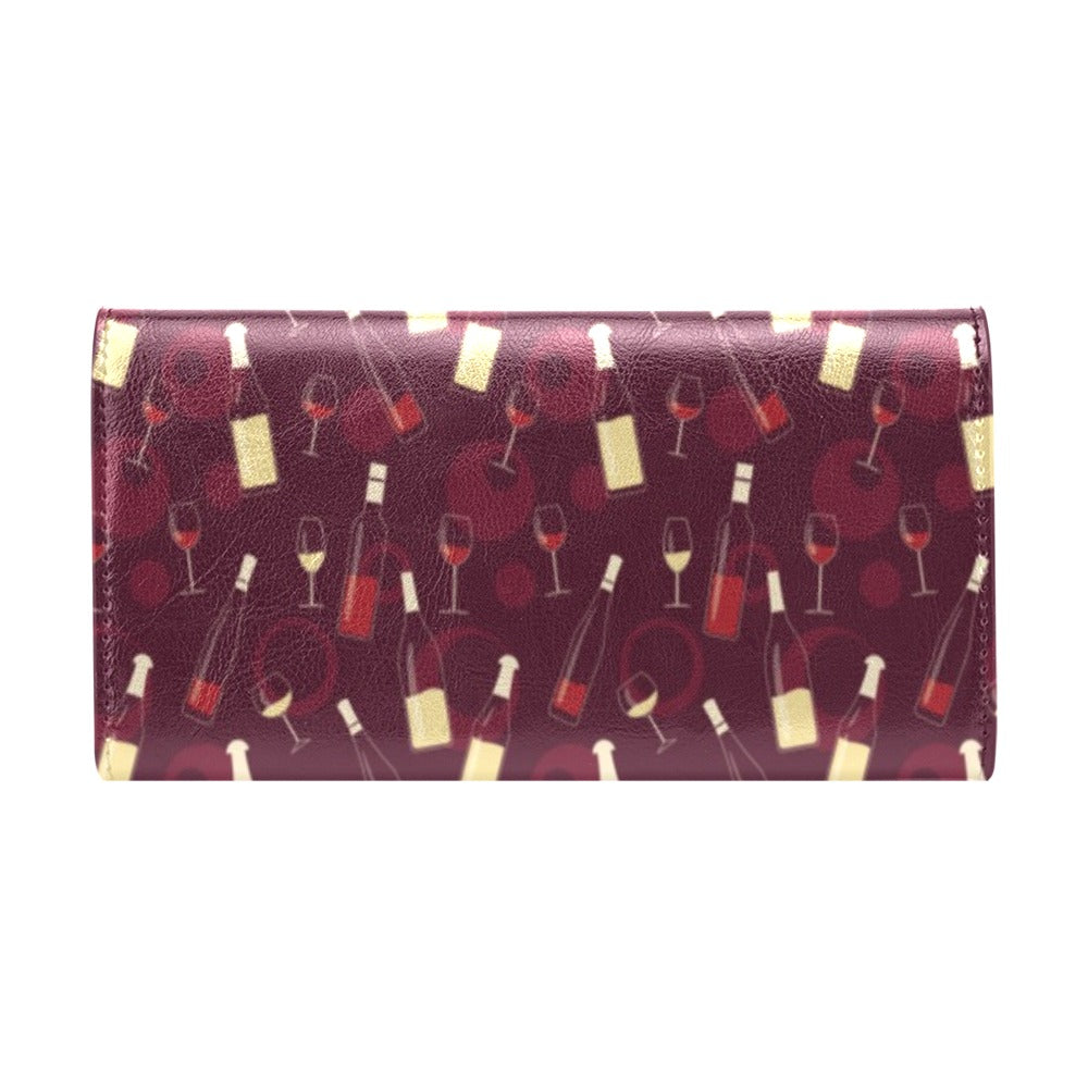 Wine Themed Print Design LKS302 Women's Trifold Wallet