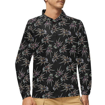 Tarantula Print Design LKS402 Long Sleeve Polo Shirt For Men's
