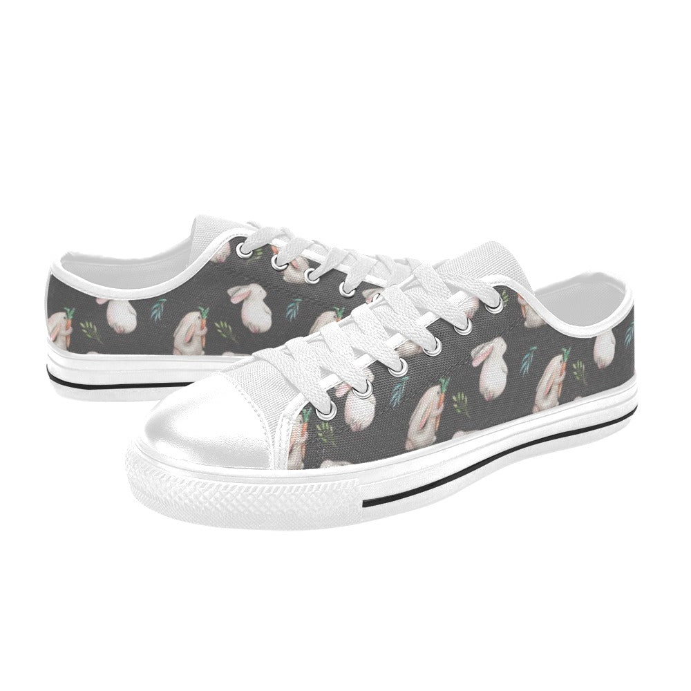 Rabbit Print Design LKS402 Women's White Low Top Shoes