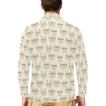 Cat Pattern Print Design 02 Long Sleeve Polo Shirt For Men's