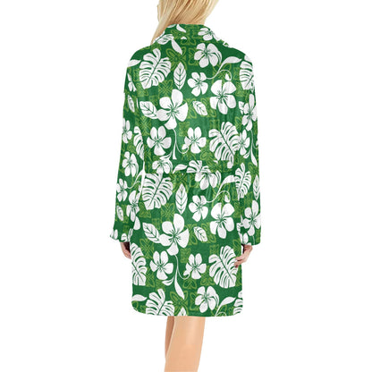 Hawaiian Themed Pattern Print Design H016 Women's Fleece Robe